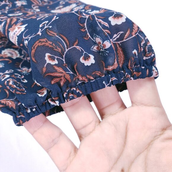 Where Are You From Multicolor Lightweight Sheer Floral Long Sleeve Blouse Small - Picture 7 of 15